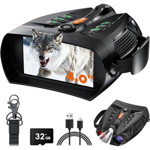 SKYBASIC Binocolo professionale per visione notturna SKYBASIC con HD 1080P, zoom digitale 10x, portata infrarossa 800 m, videoregistratore e batteria ricaricabile da 5000 mAh