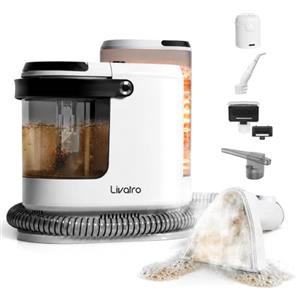 Livatro Lavatappeti e Pulitore a Vapore 1700 W per Divani, Sofà e Auto | Vapore a 100 °C pronto in 30 s, aspirazione 15 kPa, serbatoio da 1,6 L e risciacquo del tubo per tessuti e tappezzeria