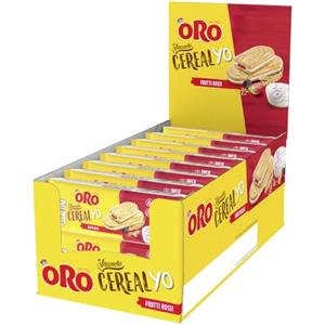Vitasnella ORO SAIWA Vitasnella, Cereal Yo Frutti Rossi, Biscotti con Ripieno Morbido di Yogurt Bianco e Frutti Rossi, 18 monoporzioni da 51 g