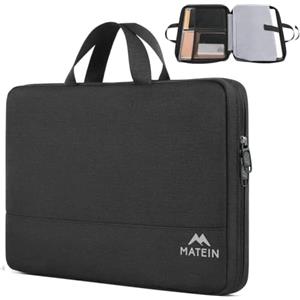MATEIN Custodia PC con Maniglia, Borsa Leggera Apertura a 180° | Borsa Laptop con Tasche per Accessori, Resistente all'Acqua e Antiurto, Adatta per HP Lenovo MacBook Dell ASUS Acer