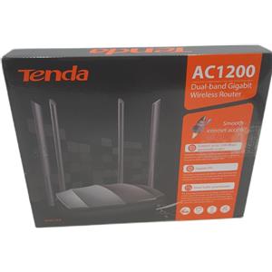 Tenda Router Wi-Fi Tenda, accessori di rete, AC8 dual-band, velocità Gigabit 1200 Mbit/s (5 GHz) e 300 Mbit/s (2,4 GHz), 4 porte Gigabit, MU-MIMO, 4 antenne esterne da 6 dBi, controllo tramite app