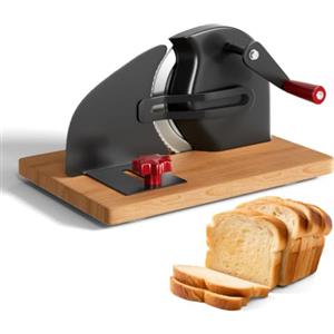 TWSOUL Affettatrice manuale per pane con manovella, affettatrice universale con ventose, spessore del disco liberamente selezionabile 7-20 mm, spessore di taglio regolabile
