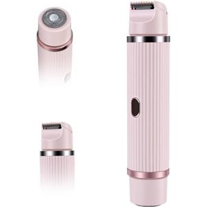 OTraki Rasoio elettrico 2 in 1 da donna, doppia testa, impermeabile IPX7, con tosaerba bikini, utilizzabile su pelle secca o umida per aree intime come il viso, rosa.