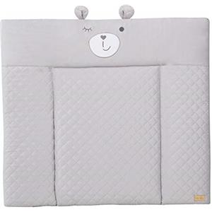 roba Materassino per Fasciatoio roba Style, 85 x 75 cm, con Orsacchiotto Sammy, Morbido e Lavabile, Idrorepellente e Antimacchia, Traspirante, con Bordi Rialzati, Grigio