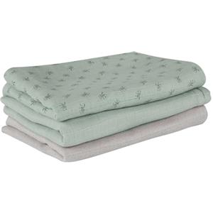 roba Set 3 Lenzuolini Bio Lil Planet - Mussola di Cotone Biologico - Certificato GOTS - 80 x 80 cm - Traspirante - Idrorepellente e Lavabile - Ottimale per Tutte le Stagioni - Verde