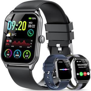 IKT Smartwatch Uomo,1.83''Orologio Smartwatch con Chiamate/Notifiche WhatsApp,120 Modalità Sportive, Sonno Cardiofrequenzimetro SpO2 Sollecitazioni Contapassi, IP68 Smart Watch per Android iOS(3Cinturino)