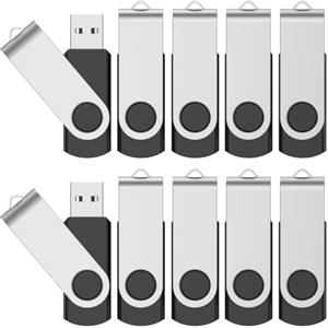 FEBNISCTE 128MB Pen Drive 10 Pezzi Chiavette USB - Girevole Penna USB 2.0 Bassa Capacità 128 MB Ottimo Kit Regalo Pendrive - FEBNISCTE Pennetta USB Chiavetta Unità Flash Nero con Cordicella per Dati