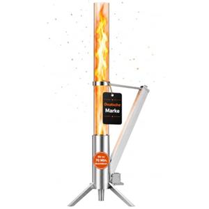 Albatros, Torcia a Pellet di Qualità Superiore in Acciaio Inox | Stufa a Razzo per il Giardino | con Tubo di Fuoco in Vetro | Riscaldamento per Terrazza | Focolare Esterno Senza Elettricità | Durata
