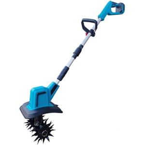 DISCORAMA - MOTOZAPPA ELETTRICA A BATTERIA 350W CORDLESS CULTIVATORE GIARDINO POTENTE CON LAME IN ACCIAIO, LARGHEZZA 22CM E PROFONDITA 16CM, DOPPIA BATTERIA 40 MINUTI, ASTA TELESCOPICA