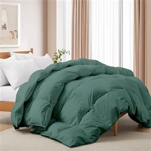 Deodar Piumino in Piuma d'Oca Singolo 135x200 | 420gr/m² in Piumino e Piume per 4 Stagioni | Tessuto Puro Cotone Biologico | Lavabile | Certificato Öko-Tex e RDS | Verde