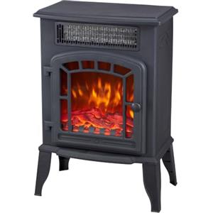 EDlike elettrica da 2 kW a libera installazione con effetto fiamma a LED, termoventilatore portatile per la casa, stile camino, potenza regolabile 1000W/2000W, soluzione di riscaldamento Nero