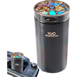 Generic Umidificatore portatile - Diffusore di silenzioso per piccoli spazi, camera da letto e auto, umidificatore per uso personale, luce notturna a LED colorata, design ricaricabile USB, funzione di