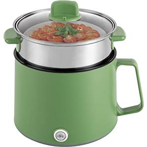 Bdneygtyr Pentola elettrica 1,7 l Mini Hot Pot, 600 W Slow Cooker e fornello per pasta con vapore, rivestimento in acciaio inox, due livelli di potenza 300 W/600 W per ramen e fonduta