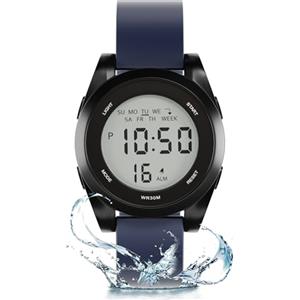 GUUMUXIN braccialetto impermeabile, 12/24H, cronometro, sveglia, data | Cassa ultrasottile (8 mm), vetro minerale resistente ai graffi, nastro in silicone morbido, impermeabile 30 m