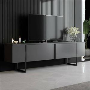 Dmora Mobile Porta Centaurus, Credenza da Soggiorno, Armadio Basso per TV, Base Parete attrezzata, 180x30h50 cm, Antracite e Nero