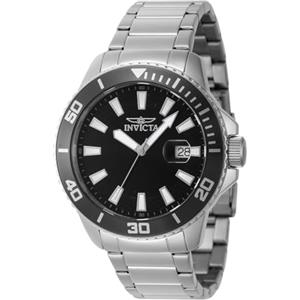 Invicta Pro Diver 46062 Orologio da Uomo - Impermeabile - Analogico - Movimento Quarzo - acciaio inossidabile con quadrante nero - 45mm