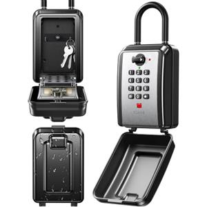 Mohard Cassetta Chiavi Codice con Gancio, Key Box 12 Cifre Combinazione | Impermeabili & Metallo Robusta, Casseforti per Hotel Sicurezza Self Check in, Lucchetti Lunghi per Alloggio/Ufficio/Garage