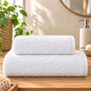 NARCISO Set Asciugamani Bagno Viso e Bidet 100% Cotone 2 Pezzi (1 Viso 50x100cm e 1 Bidet 40x60cm) Ogni Asciugamano è Realizzato in Morbida Spugna di Cotone ad Alta Assorbenza Colore Bianco