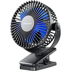 Gaiatop Ventilatore portatile a clip, mini ventilatore personale silenzioso | Funziona a batteria, piccolo, 3 velocità, rotazione a 360°, raffreddamento per scrivania, tavolo, casa, ufficio, passeggino