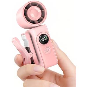 anysun Ventilatore Portatile Turbo, 13500 RPM Mini Ventilatore Portatile USB Ricaricabile 118g con Clip 360°, Display LED, Pieghevole 180° Ventilatori Portatili per Viaggio, Ufficio, Trucco e Donna