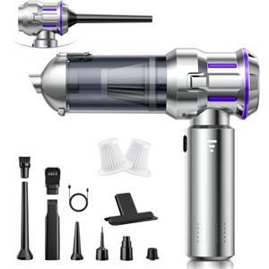 CUGEFRE Aspirabriciole Senza Fili, 25000Pa Aspirapolvere Auto, Scarico Polvere Automatico a un Tocco & 4 in 1 Aspirazione con Motore Brushless, Aspirabriciole a 3 Velocità,Ideale per Peli di Animali,Auto,Casa