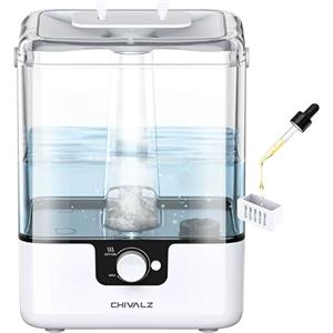 CHIVALZ Umidificatore Ambiente Bambini, 6L, Top Fill, Bianco | Umidificatore Camera da Letto 26dB Silenzioso, 50 Ore Autonomia, 360° Ugello, Luce Notturna, Diffusore Aromi