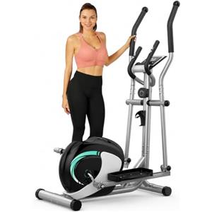 THERUN Ellittica da Casa, Ellittica Professionale Ultra Silenziosa con 16 Livelli di Resistenza Regolabile, Display LCD, Pedali Antiscivolo, Supporto Borraccia, Capacità Di Carico 120KG