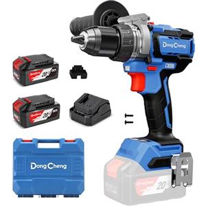 Dong Cheng Trapano a Percussione a Batteria 20V Brushless 160 Nm, Trapano Avvitatore Batteria, 2x4,0 Ah, 3 Modalità-Foratura, Avvitatura, Percussione, Mandrino 13mm, 19+2 Coppie, 2 Velocità