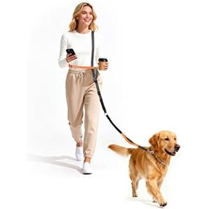 X XBEN Guinzaglio Mani Libere per Cani, Multifunzionale Guinzagli per Cane | con Cintura Ausiliaria, Doppia Impugnatura Comoda, Elastico Integrato, Regolabile (0,8-2,2 m), per Cani Taglia Grande Media