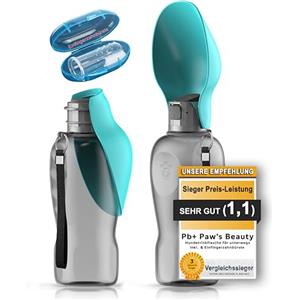 Paws Elegance Prova di Perdite Borraccia Cane Portatile da 800ml per il Viaggio | Incluso Contenitore per il Cibo e Spazzolino da Denti | Premium Beverino per Cani
