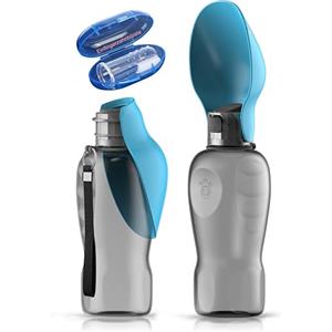 Paws Elegance Prova di Perdite Borraccia Cane Portatile da 800 ml per il Viaggio | Incluso Contenitore per il Cibo e Spazzolino da Denti | Premium Beverino per Cani