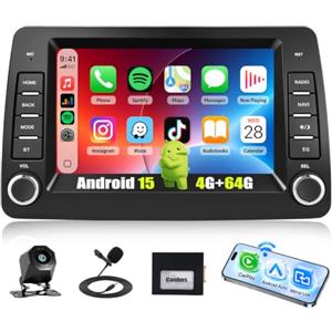 GOHHDL Android 15, 4G+64G Autoradio GOHHDL per Fiat Panda 169 2002-2012 con CarPlay wireless e Android Auto, autoradio da 7 pollici 2Din con GPS Wi-F Bluetooth FM/RDS EQ SWC CANBU retromarcia e microfono