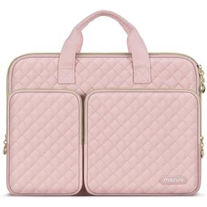 MOSISO 13,3 pollici Custodia Laptop Compatibile con MacBook Neo/Air/Pro | 13-14 pollici Borsa PC per HP Dell ASUS Lenovo, Piazza Trapuntato Borsa con 2 Tasche e Maniglia e Cintura, Gesso Rosa