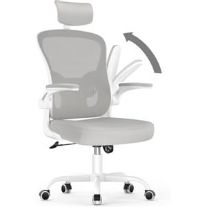 rattantree Sedia da Ufficio, Sedia Scrivania con Poggiatesta Regolabile, Grigio | Sedia Ergonomica per Computer con Braccioli Regolabili e Supporto Lombare per Home Office