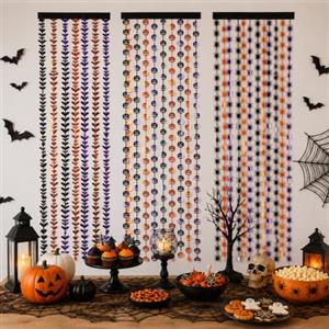 Kangtaixin 3 Tende con Lanterne per Halloween, Zucca, Pipistrello, Ragno, Decorazione per Feste, Sfondo per Streghe, Fantasmi, Zucca, Spaventoso, Decorazione per Feste di Halloween (1 x 2 m)