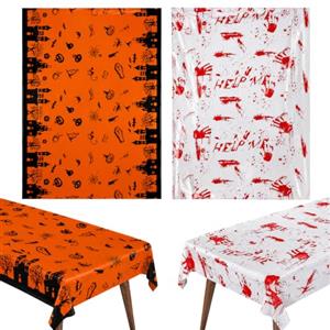 Kangtaixin 2 Tovaglie per Halloween, Motivo Castello, Sangue e Strega, Fantasmi, Zucca, Spaventoso, Decorazione per Feste di Halloween, in Poliestere Lavabile, Riutilizzabile (1,3 x 1,8 m)