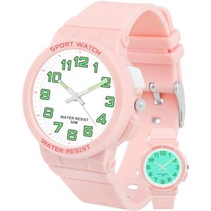 Juboos Orologio Analogico Quarzo Impermeabile per Bambini e Ragazzi 7-15 | Modello retroilluminato, bracciale in gomma morbido e leggero, ideale per sport all'aperto e giochi per bambini 7-15 anni