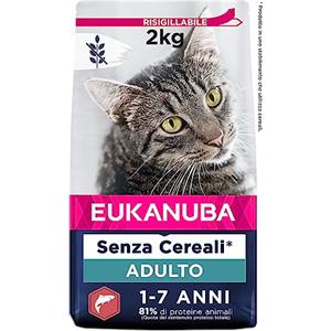 EUKANUBA Grain Free - Crocchette per gatti con salmone, 10 kg | Cibo secco premium per gatti adulti | Alimento senza cereali | Ricco di salmone