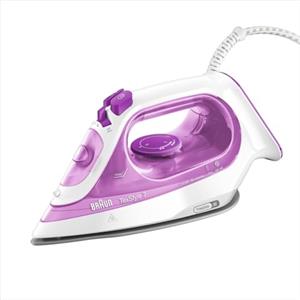 Braun TexStyle3 SI3030PU Ferro da Stiro a Vapore con 5 Anni di Assistenza, Piastra in Ceramica, Stiratura in Verticale, Punta di Precisione, Getto di Vapore 140g/min, Potenza 2300watt, Rosa Chiaro