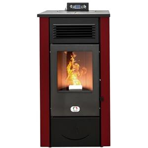STUFE A PELLET ITALIA Canada 14 KW - Stufa ad Aria Ventilata Efficienza 89% Scalda 130m² Autonomia 15H Programmabile 5 Velocità e Potenze Garanzia 24 Mesi Rosso