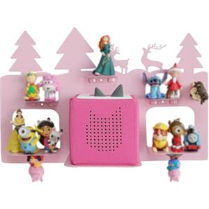 Raweao Scaffale per Tonies, Mensole Magnetica per Toniebox/Tonie Figurine 15-25 pezzi, Scaffale in Metallo per Tonie Box per Camera per Bambini (Foresta Rosa)