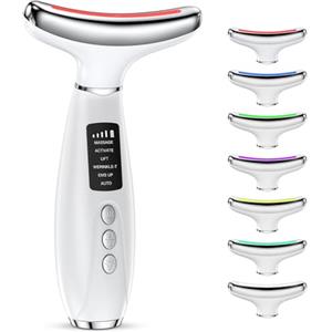 Ehomfory Massaggiatore Viso Lifting Antirughe:Dispositivo di Bellezza 42℃ con 6 Modi 7 Colori LED EMS Lifting Gua Sha Rassodante Collo Viso,Luce Pulsata Visolux