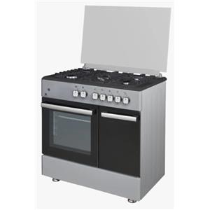 Generico Cucina Grigia 90x60 cm con Forno Elettrico e porta bombola, 5 Fuochi a Gas Tripla Corona, Griglie in Ghisa e Valvole di Sicurezza