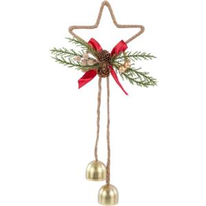 Idena Stella di Natale decorativa Idena con fiocco e campanelle, ca. 35 cm | Decorazioni natalizie per interni, da appendere alla finestra o come ghirlanda per la porta, 31972