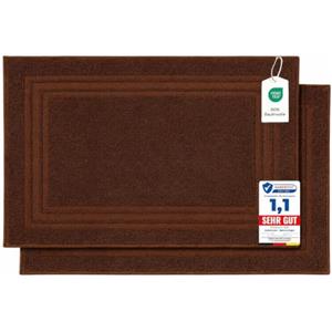 Komfortec Tappeto Bagno Set di 2 in Spugna di Cotone 50x70 cm | Tappetino Bagno 100% Cotone, Assorbente, Morbido, Lavabile in Lavatrice, 600 g/m², Marrone