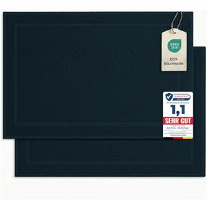 Komfortec Tappeto Bagno Set di 2 in Spugna di Cotone 50x80 cm | Tappetino Bagno 100% Cotone, Assorbente, Morbido, Lavabile in Lavatrice, 800 g/m², Petrolio