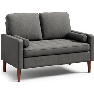 Blishom Divano a 2 Posti 121x76x87 cm con Braccioli, Grigio scuro