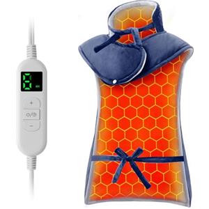 Ultralent Termoforo Elettrico per Schiena Collo e Spalle,60x108cm Termoforo Cervicale 6 Livelli di Calore, Spegnimento Automatico, Morbido Cotone Cristallino, Lavabile in Macchina-Blu Navy