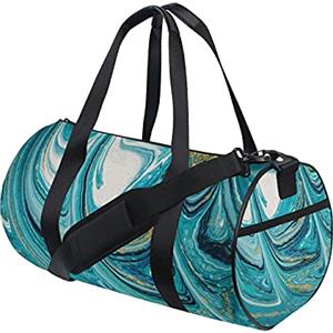 DJNGN Borsa da palestra Borsone sportivo Borsa da weekend Tote Oceano Mare Marmo Strisce Astratte Vintage Blu Dorato Borsa da allenamento da viaggio Zaino a tracolla per donna Uomo