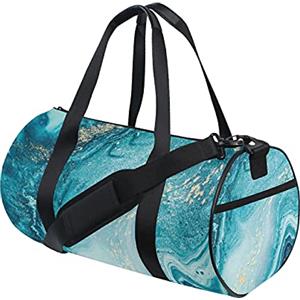 DJNGN Borsa da palestra Borsone sportivo Borsa da weekend Tote Blu Mare Stelle dorate Borsa da allenamento da viaggio a righe in marmo Zaino a tracolla per donna Uomo